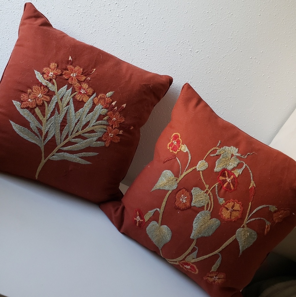 Two burnt orange pillows 🍂